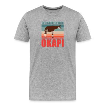 Okapi en harmonie avec la nature - T-shirt bio Premium Homme - gris chiné - Devant - Damien (186cm)