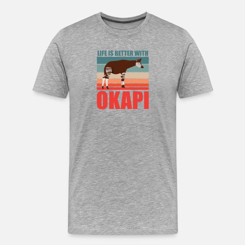 Okapi im Einklang mit der Natur - Männer Premium Bio T-Shirt - Grau meliert