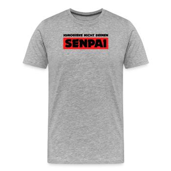 Senpai Statement Mangastyle Anime Japan Comic - Männer Premium Bio T-Shirt - Grau meliert - Vorne - Damien (186cm)
