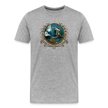 Wunderbare Steampunk-Meerjungfrau in der Tiefsee - Männer Premium Bio T-Shirt - Grau meliert - Vorne - Damien (186cm)