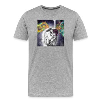 First Kiss - Men's Premium Organic T-Shirt - heather grey - Front - Damien (186cm)
