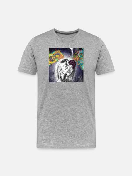First Kiss - Men's Premium Organic T-Shirt - heather grey