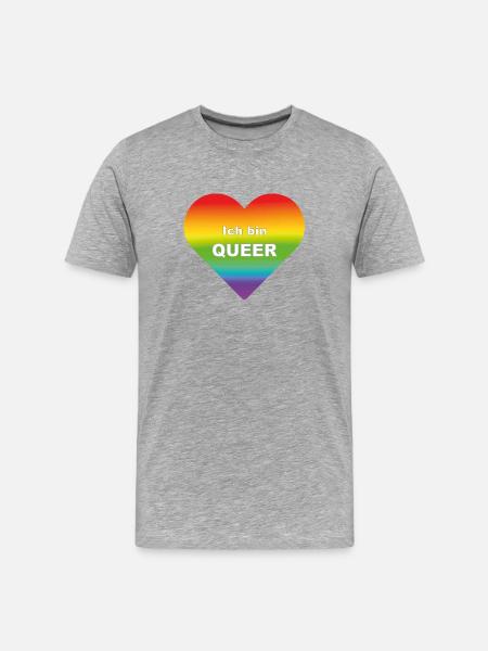 Ich bin queer - Männer Premium Bio T-Shirt - Grau meliert