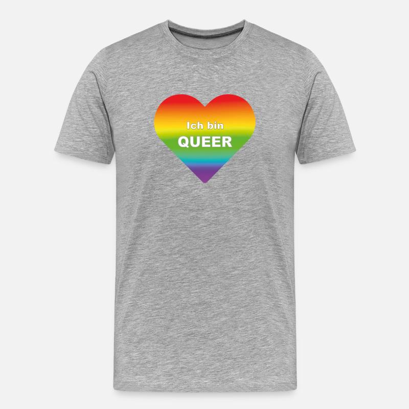 Ich bin queer - Männer Premium Bio T-Shirt - Grau meliert