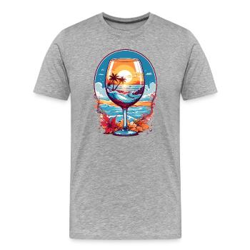 Strand Weinglas - Männer Premium Bio T-Shirt - Grau meliert - Vorne - Damien (186cm)