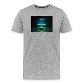 Next Level Neon Portal - Männer Premium Bio T-Shirt - Grau meliert - Vorne - Damien (186cm)