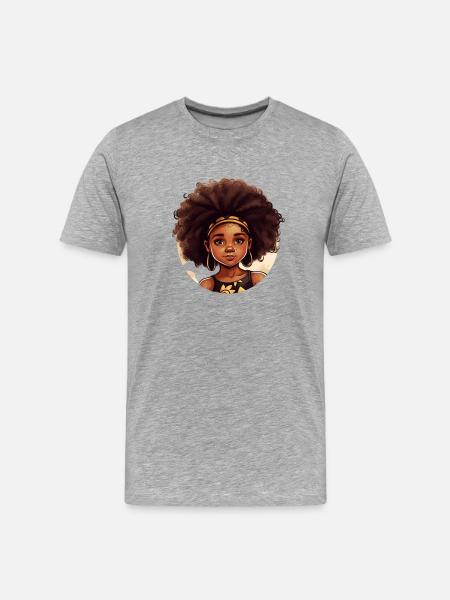 Powerful Afro Heroine Illustration - Men's Premium Organic T-Shirt - heather grey