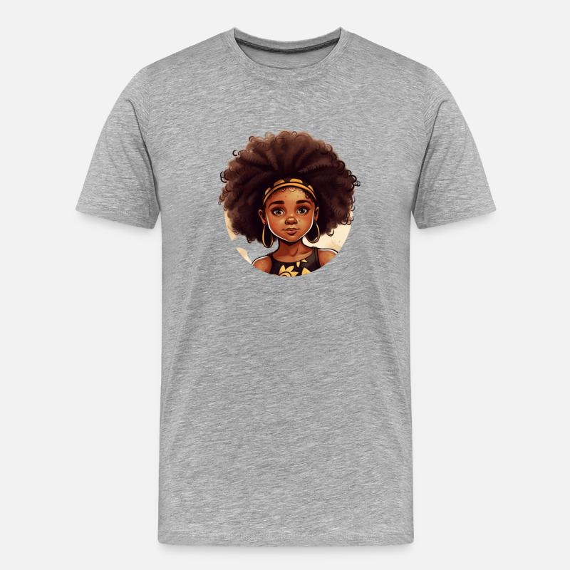 Kraftvolle Afro-Heldin Illustration - Männer Premium Bio T-Shirt - Grau meliert