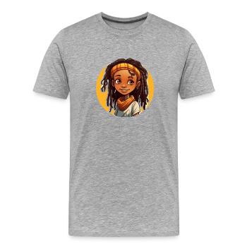 Casual dreadlocks style with colorful headgear - Men's Premium Organic T-Shirt - heather grey - Front - Damien (186cm)