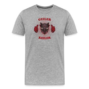 Geiler Keiler - Wildschwein Jäger Jagd Party - Männer Premium Bio T-Shirt - Grau meliert - Vorne - Damien (186cm)