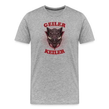 Geiler Keiler - Wildschwein Jäger Jagd Party - Männer Premium Bio T-Shirt - Grau meliert - Vorne - Damien (186cm)
