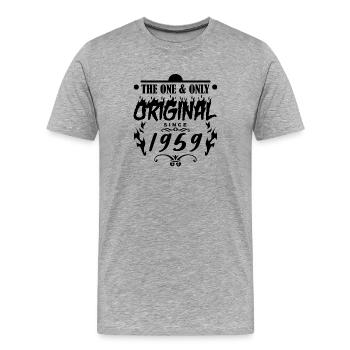 1959 - Baujahr 1959 - Jahrgang 1959 - Männer Premium Bio T-Shirt - Grau meliert - Vorne - Damien (186cm)