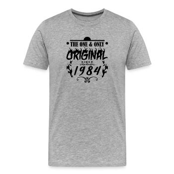 1984 - Baujahr 1984 - Jahrgang 1984 - Männer Premium Bio T-Shirt - Grau meliert - Vorne - Damien (186cm)