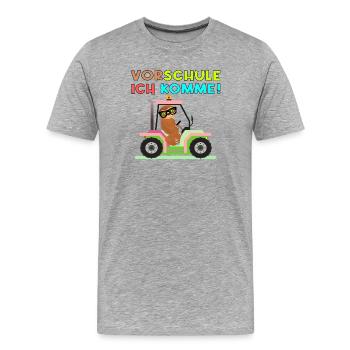 VORSCHULE ICH KOMME - VORSCHULKIND FAULTIERE - Männer Premium Bio T-Shirt - Grau meliert - Vorne - Damien (186cm)