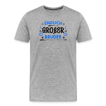 Geschwisterliebe Großer Bruder Herz Statement - Männer Premium Bio T-Shirt - Grau meliert - Vorne - Damien (186cm)