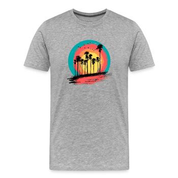 Palmen Sonnenuntergang Sommerurlaub - Männer Premium Bio T-Shirt - Grau meliert - Vorne - Damien (186cm)