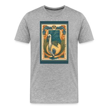 T-shirt oiseau Art Nouveau – Motif d’art vintage - T-shirt bio Premium Homme - gris chiné - Devant - Damien (186cm)