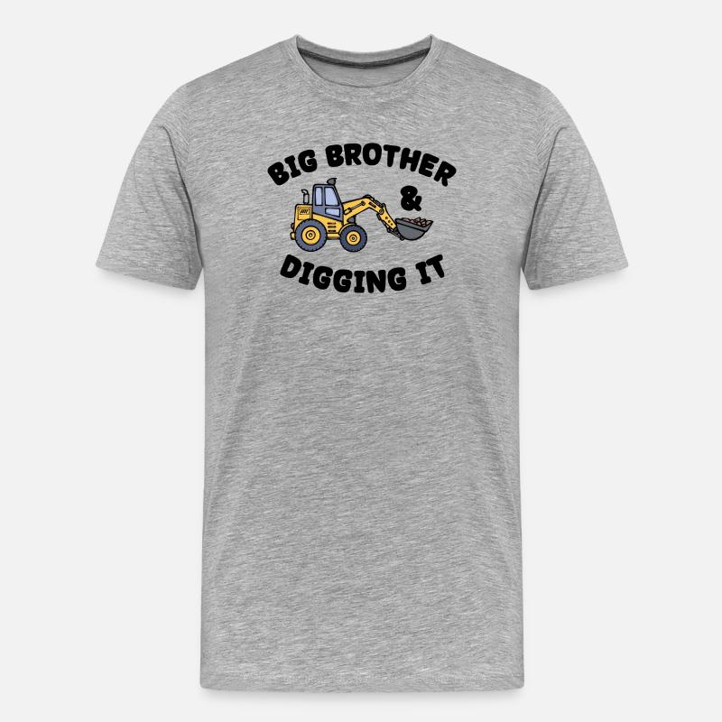 Großer Bruder Statement Bruderherz Geschwister - Männer Premium Bio T-Shirt - Grau meliert