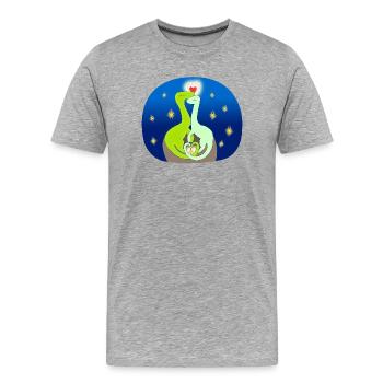 Compsognate in love - Men's Premium Organic T-Shirt - heather grey - Front - Damien (186cm)