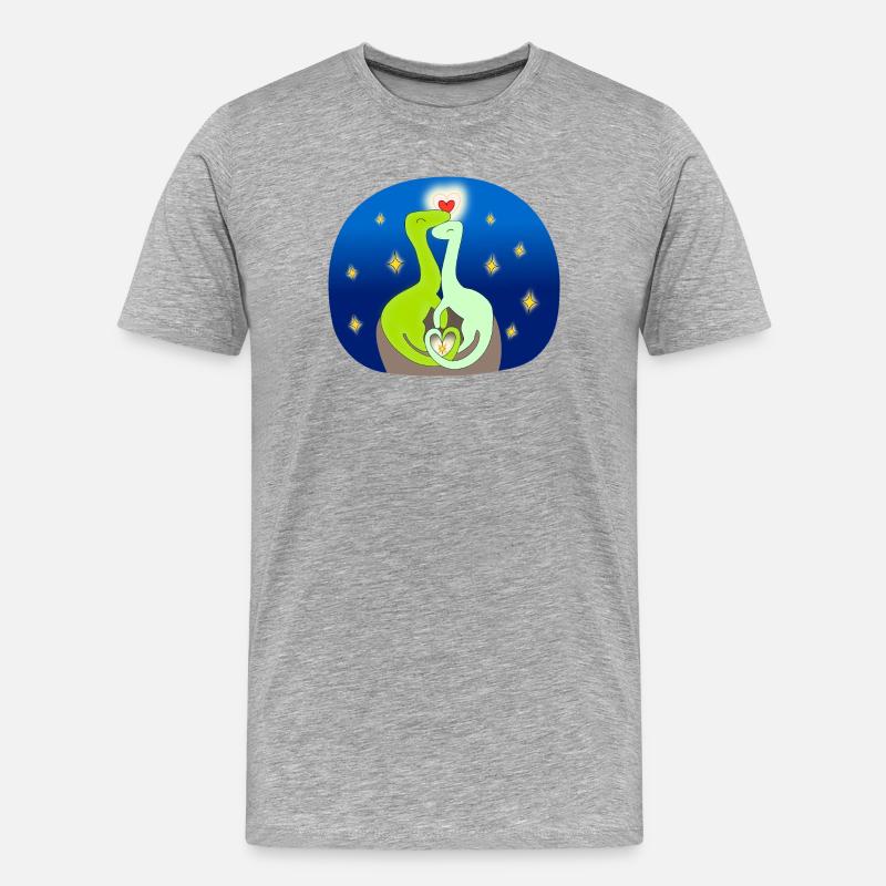 Compsognate en amour - T-shirt bio Premium Homme - gris chiné