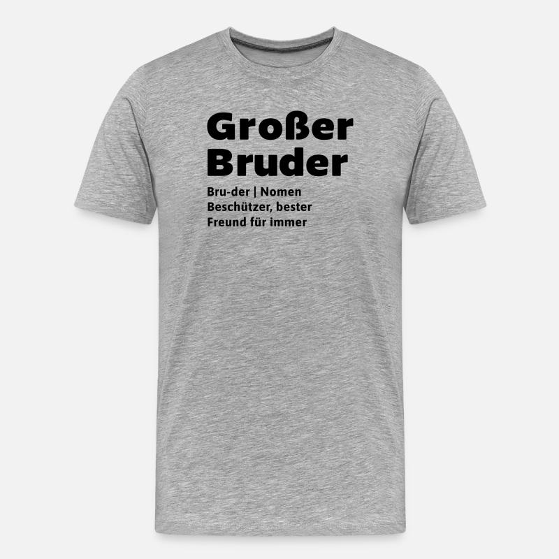 Geschwister Statement Großer Bruder Bruderherz - Männer Premium Bio T-Shirt - Grau meliert