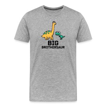 Big Brother Dino Statement Bros Sibling Love - Men's Premium Organic T-Shirt - heather grey - Front - Damien (186cm)