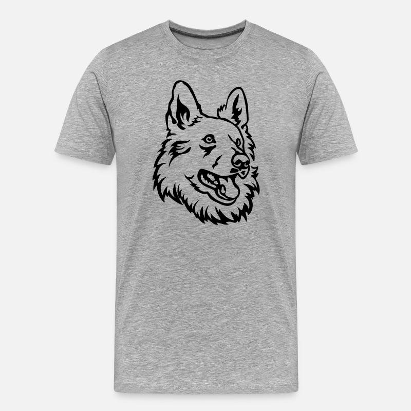 Schweizer Schäferhund Kopf - Männer Premium Bio T-Shirt - Grau meliert