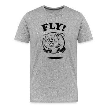 mouche chat gras volant chat drôle animaux comiques - T-shirt bio Premium Homme - gris chiné - Devant - Damien (186cm)