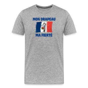 Français, drapeau Français, vive la France - T-shirt bio Premium Homme - gris chiné - Devant - Damien (186cm)