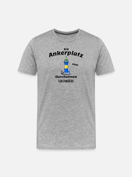 Alter Leuchtturm Eckernförde, Ankerplatz - Männer Premium Bio T-Shirt - Grau meliert