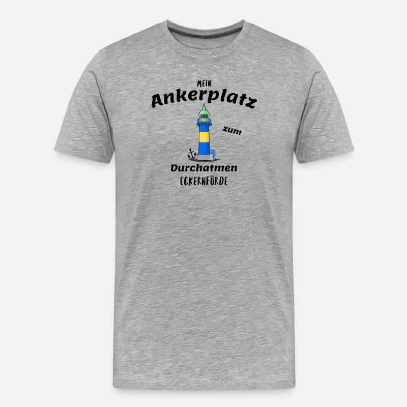 Alter Leuchtturm Eckernförde, Ankerplatz - Männer Premium Bio T-Shirt - Grau meliert