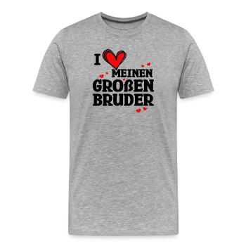 Großer Bruder Statement Geschwisterliebe Herz - Männer Premium Bio T-Shirt - Grau meliert - Vorne - Damien (186cm)