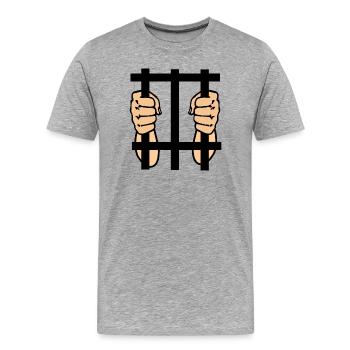 Gefangener im Gefängnis zwei farbige Fäuste - Männer Premium Bio T-Shirt - Grau meliert - Vorne - Damien (186cm)