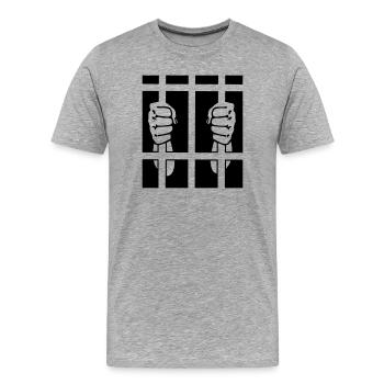 Prisoner in prison two fists - Men's Premium Organic T-Shirt - heather grey - Front - Damien (186cm)