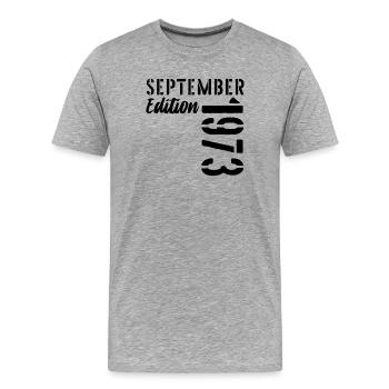 53. Geburtstag September 1973 - 53 Jahre alt - Männer Premium Bio T-Shirt - Grau meliert - Vorne - Damien (186cm)
