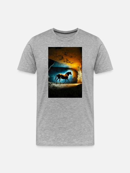 Cheval préhistorique 01 - T-shirt bio Premium Homme - gris chiné