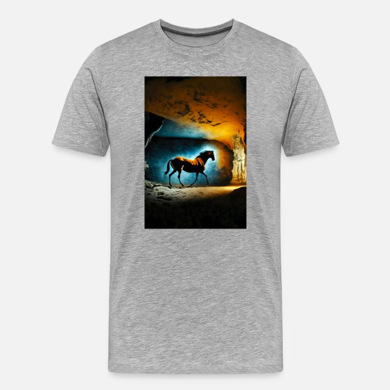 Prähistorisches Pferd 01 - Männer Premium Bio T-Shirt - Grau meliert