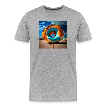 Mega Donut 01 - Männer Premium Bio T-Shirt - Grau meliert - Vorne - Damien (186cm)
