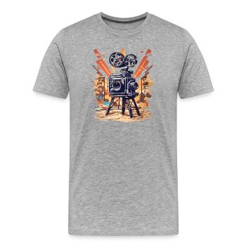 Retro Film Kamera - Männer Premium Bio T-Shirt - Grau meliert - Vorne - Damien (186cm)