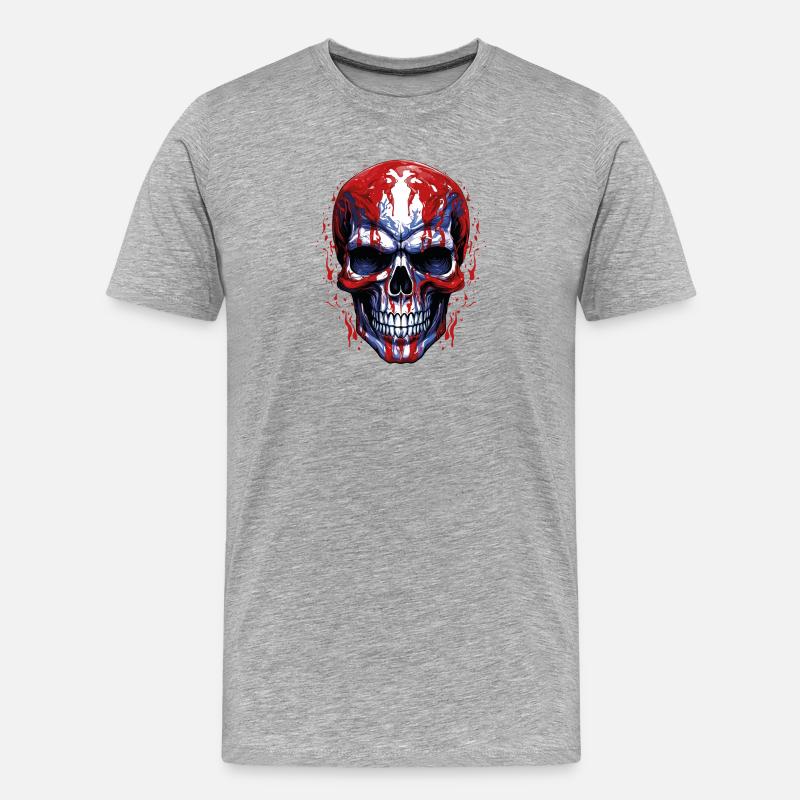 Graphique de crâne de drapeaux - T-shirt bio Premium Homme - gris chiné