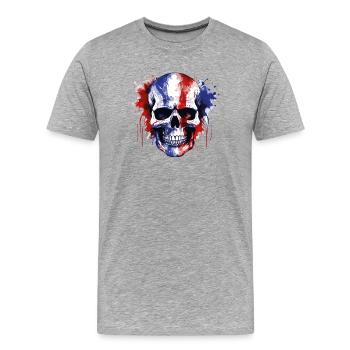Crâne en éclaboussure tricolore - T-shirt bio Premium Homme - gris chiné - Devant - Damien (186cm)