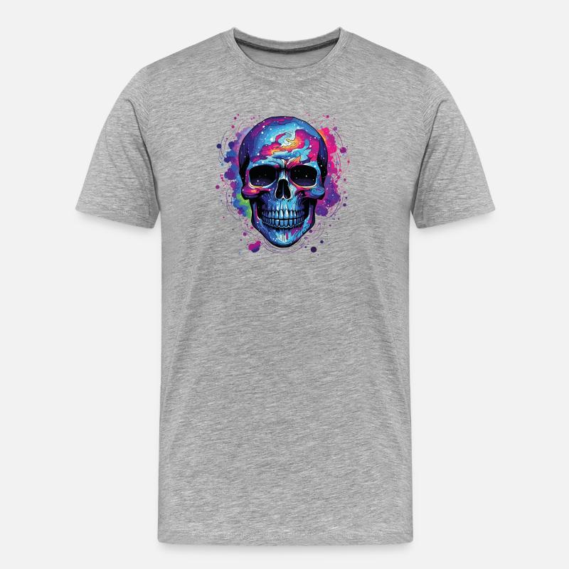 Psyche Schädel Nebula - Männer Premium Bio T-Shirt - Grau meliert