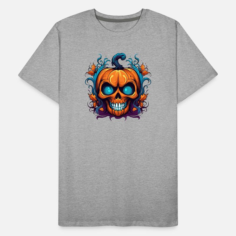 Oranger Kürbis-Schädel Männer Premium Bio T-Shirt