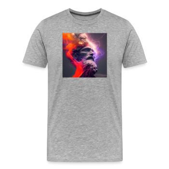 GOD 03 - Men's Premium Organic T-Shirt - heather grey - Front - Damien (186cm)