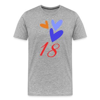 18. 18 JAHRE ALT. 18-jähriges JUBILÄUM. GEBURTSTAG 18 JAHRE. - Männer Premium Bio T-Shirt - Grau meliert - Vorne - Damien (186cm)