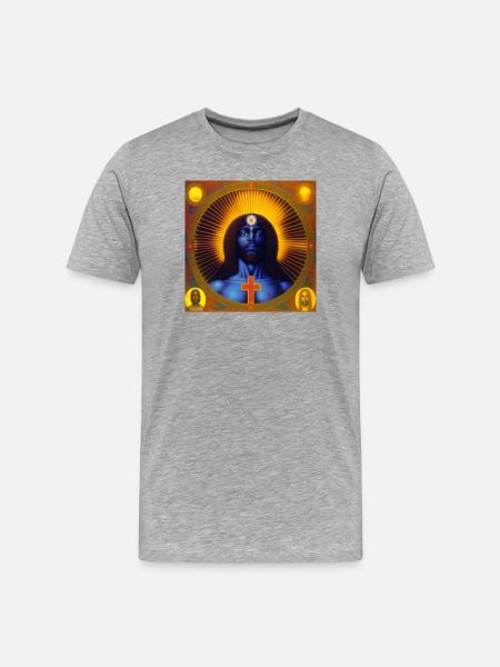 Jésus noir 02 - T-shirt bio Premium Homme - gris chiné