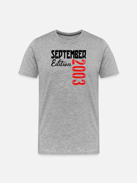 23rd birthday September 2003 - Men's Premium Organic T-Shirt - heather grey