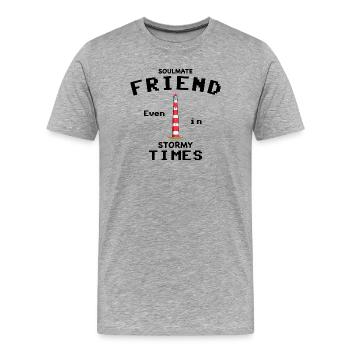 Seelenverwandt, Freund / Freundin, Danke - Männer Premium Bio T-Shirt - Grau meliert - Vorne - Damien (186cm)
