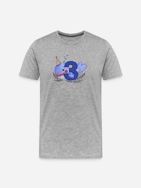 Third Birthday Happy Birthday Little Whale - Men's Premium Organic T-Shirt - heather grey