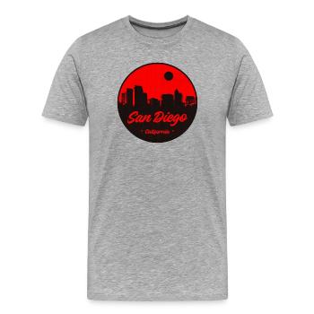 San Diego Skyline Rouge - T-shirt bio Premium Homme - gris chiné - Devant - Damien (186cm)
